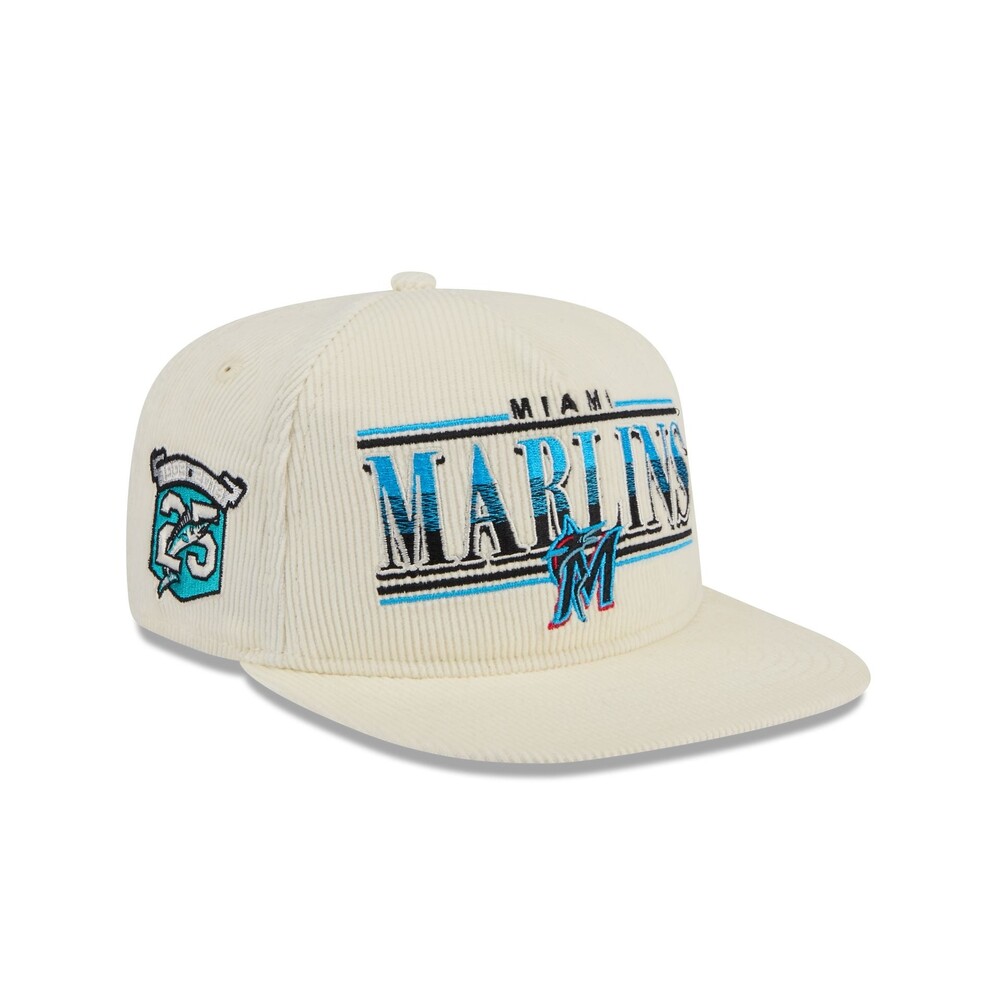New Era Miami Marlins Throwback Corduroy Golfer Hat - One Size